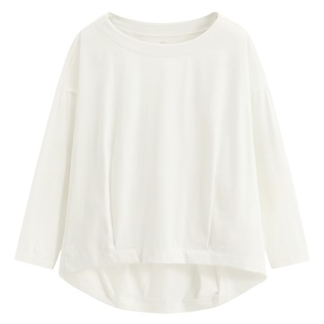 絲光棉寬版落肩九分袖上衣-女