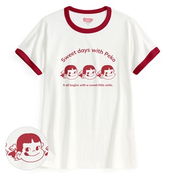 PEKO & POKO羅紋配色印花T恤-02-女