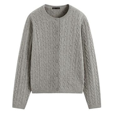 麻花圓領針織外套-女