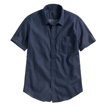 輕型牛仔短袖襯衫-男