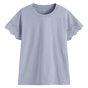 柔滑棉蕾絲袖上衣-女