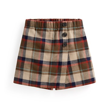 法蘭絨格紋褲裙-童