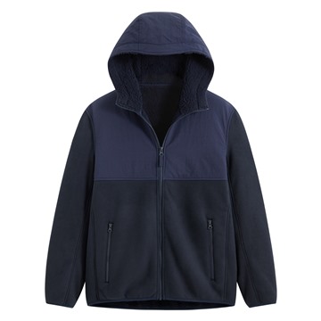 仿羊羔絨拼接連帽外套-男