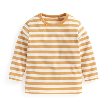 磨毛羅紋條紋圓領T恤-Baby