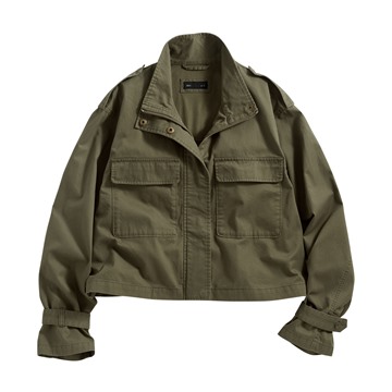 水洗立領短版外套-女