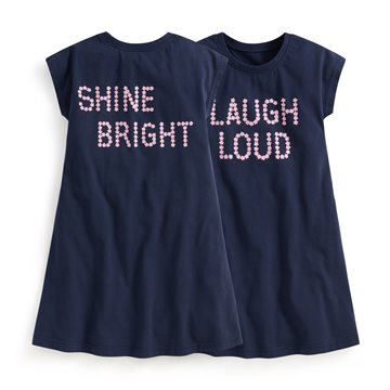 純棉文字印花洋裝-童