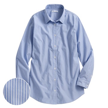 棉質條紋長版襯衫-女