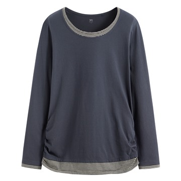 純棉配色長袖T恤-女