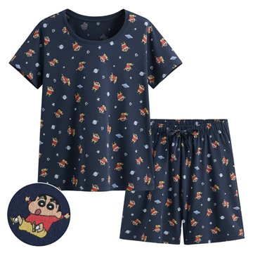 蠟筆小新快乾棉印花家居套裝-女