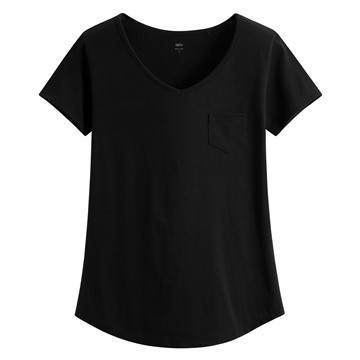 莫代爾口袋V領T恤-女