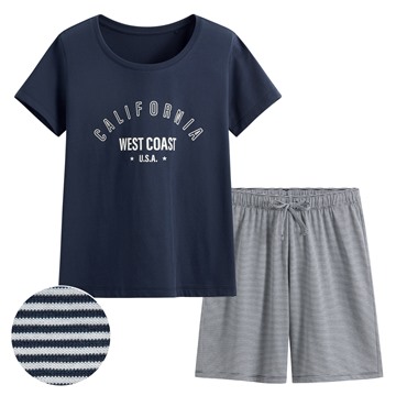 快乾棉文字印花家居套裝-女