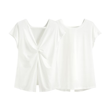 運動美背扭結連袖上衣-女