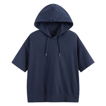 純棉厚寬版連帽上衣-女