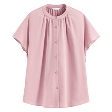 嫘縈立領連袖襯衫-女