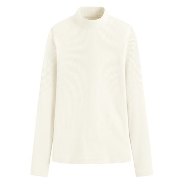 羅紋立領長袖T恤-女