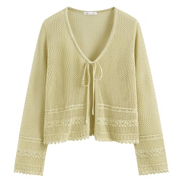 鏤空綁帶開襟外套-女