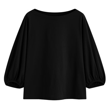 絲光棉寬鬆船領七分袖上衣-女