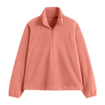 Fleece寬版半開襟拉鍊上衣-女