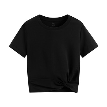 純棉扭結短版T恤-女