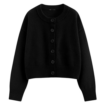 粗針短版開衩針織外套-女