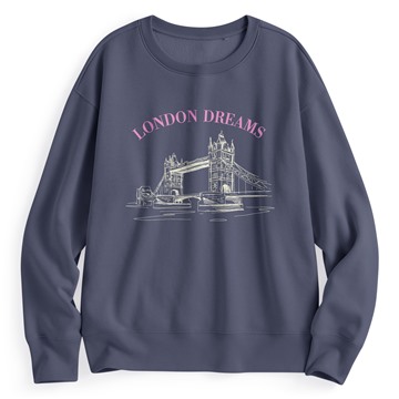 英倫插畫刷毛印花圓領衫-女