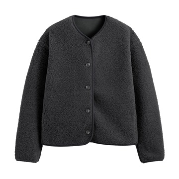 仿羊羔絨開襟外套-女