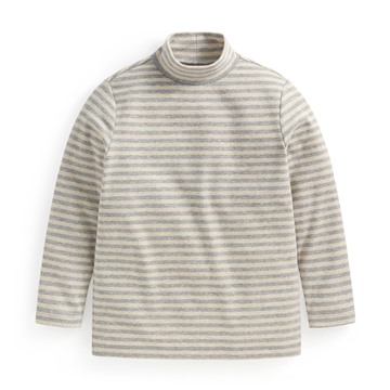 磨毛羅紋條紋立領T恤-童