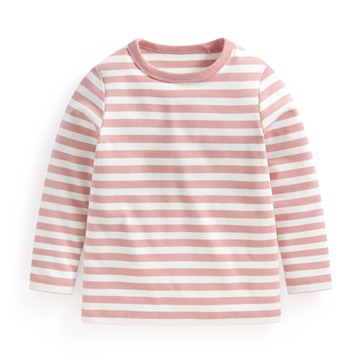 磨毛羅紋條紋圓領T恤-童