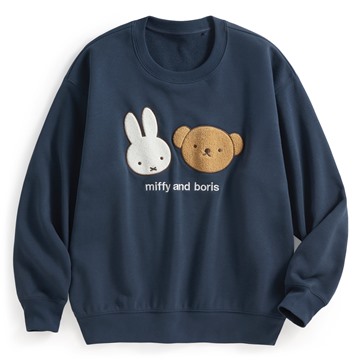 Miffy and Friends毛圈寬版電繡圓領衫-03-女