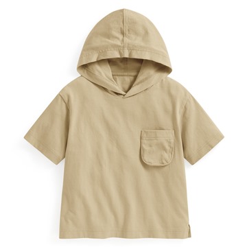 純棉寬版口袋連帽上衣-童