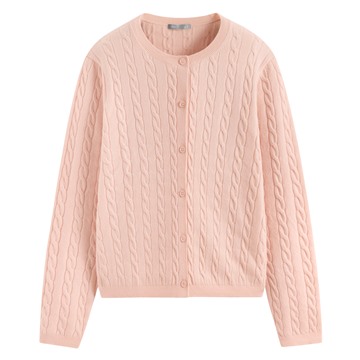 麻花圓領針織外套-女