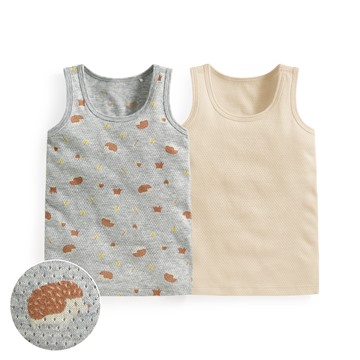 純棉網眼印花背心(2入)-Baby