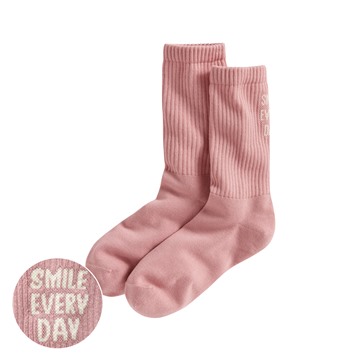 羅紋文字中筒襪-女