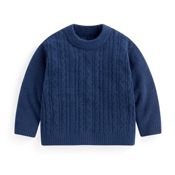 柔軟舒適麻花圓領毛衣-童