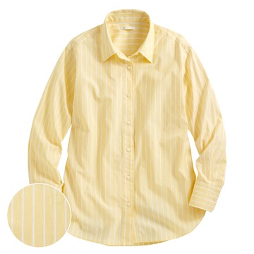 柔棉條紋長袖襯衫-女