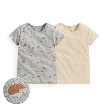 純棉網眼印花T恤(2入)-童