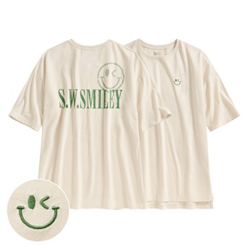 S.W.SMILEY®寬鬆長版T恤-女