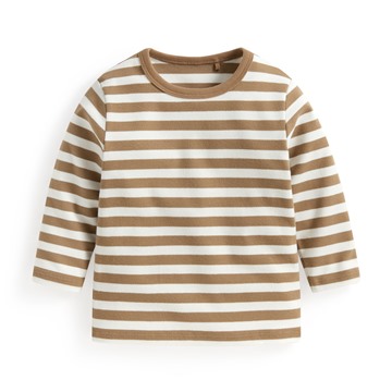 磨毛羅紋條紋圓領T恤-Baby