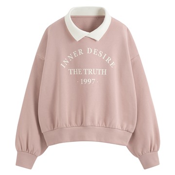 刷毛印花寬版上衣-女