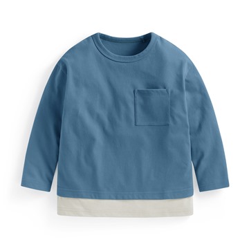 純棉口袋拼接上衣-童