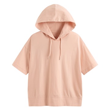 純棉厚寬版連帽上衣-女