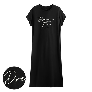 莫代爾連袖文字長洋裝-女