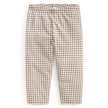 彈力格紋七分內搭褲-童