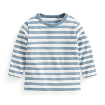 磨毛羅紋條紋圓領T恤-Baby