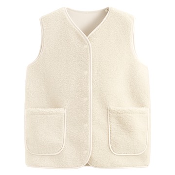 仿羊羔絨寬版背心-女