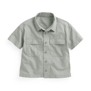 工裝寬版短袖襯衫-童