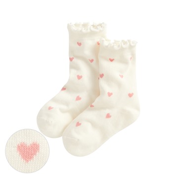 木耳邊愛心提花中筒襪-童