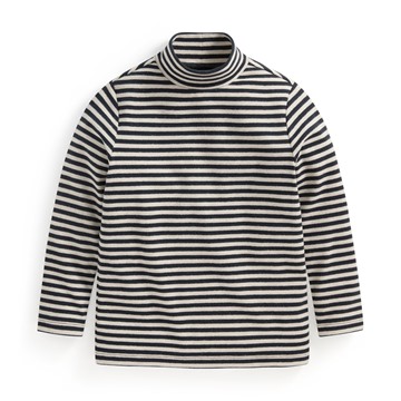 磨毛羅紋條紋立領T恤-童