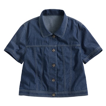 牛仔短袖襯衫式外套-女