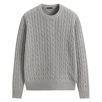 麻花圓領毛衣-男